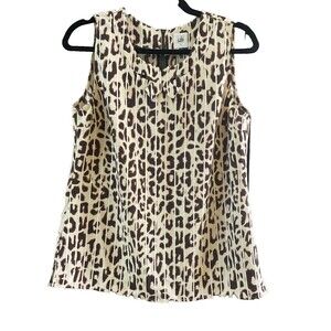 Cabi Ginger Leopard Print Sleeveless Top Sz S Summer Blouse